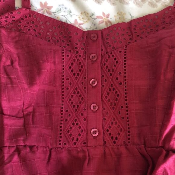 Torrid Cotton Babydoll Windowpane Button front tank Size 2X NWT Red bud - Picture 3 of 8